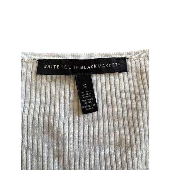 White House Black Market Ribbed Top Sz S Gray Thermal Long Sleeve Capsule Basic - Picture 6 of 8
